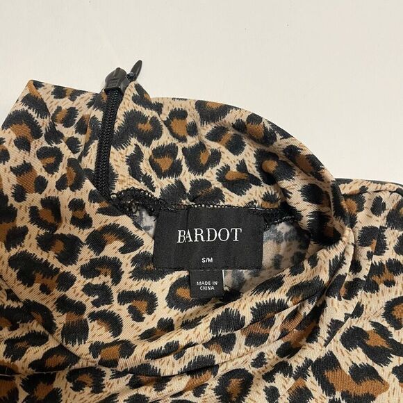 Bardot Leopard Print Long Sleeve Body-Con Midi Dress Size Small - Picture 4 of 10